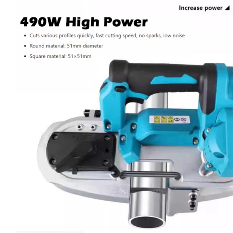Power Tools Hand Held - เลื่อยสายพานไร้สายแบบพกพา 490W พร้อมแบตเตอรี่ลิเธียม เครื่องมือตัดโลหะและไม้แบบมือถือ 18V เครื่องตัดไร้สาย