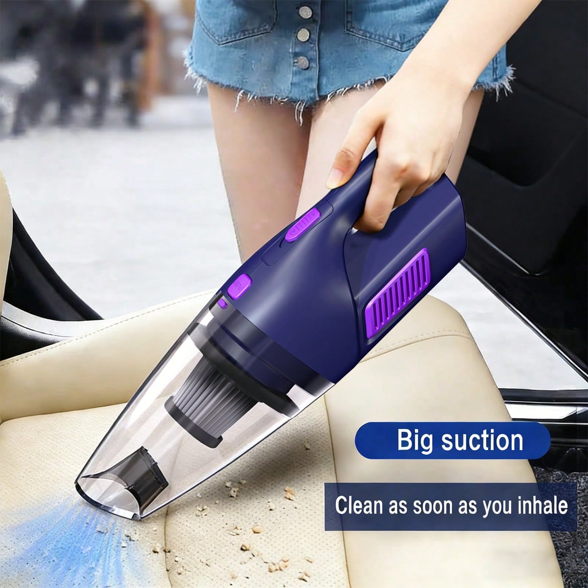 Power Tools Hand Held - เครื่องดูดฝุ่นแบบมือถือ CascadeVac สำหรับรถยนต์, แรงดูดทรงพลัง, แบตเตอรี่ความจุสูง 2000mAh,