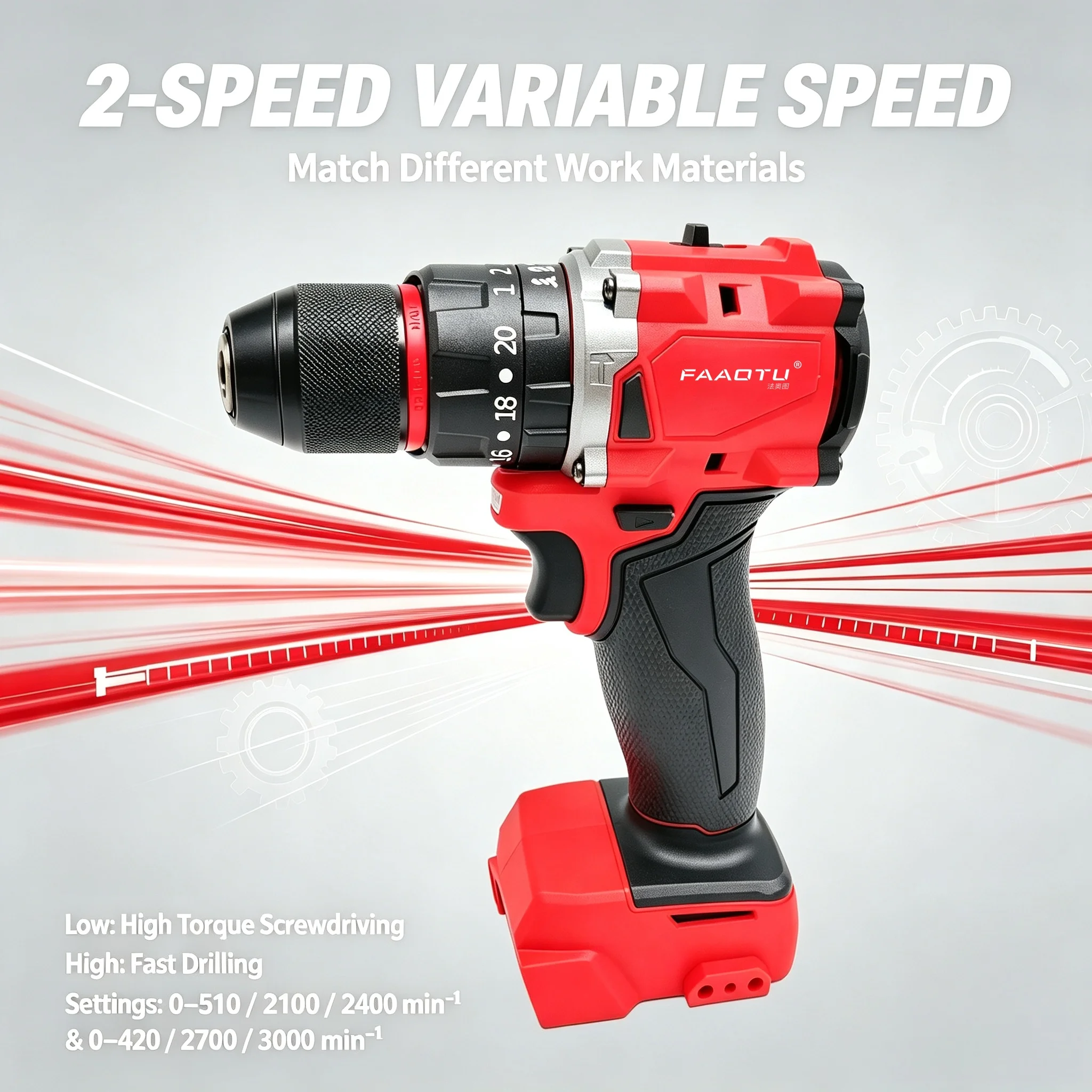 FAAOTU 18V สว่านกระแทกไร้สายแบ - Power Tools Set บทวิจารณ์และราคา